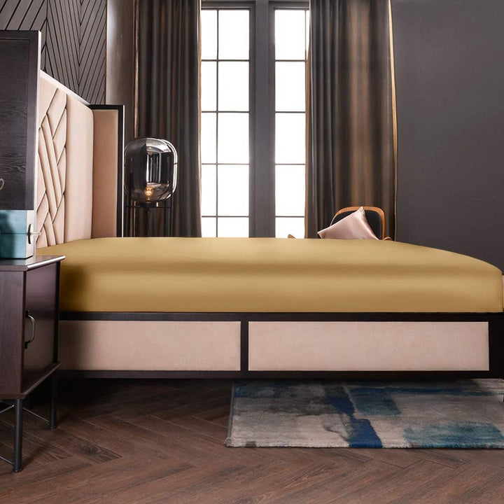 THXSILK Spannbettlaken Seide Bettlaken 100x200, Gold Seiden Bettlaken, 100% Reine 19 Momme Maulbeers