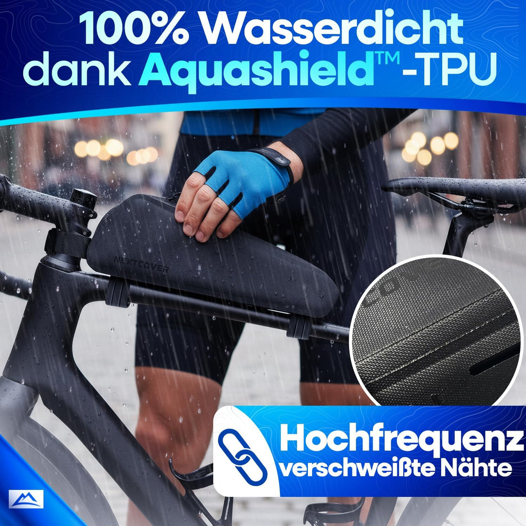 Nextcover® Bikepacking Oberrohrtasche Klett I 100% Wasserdicht Dank AquaShield-TPU I Kompakte Rahmen