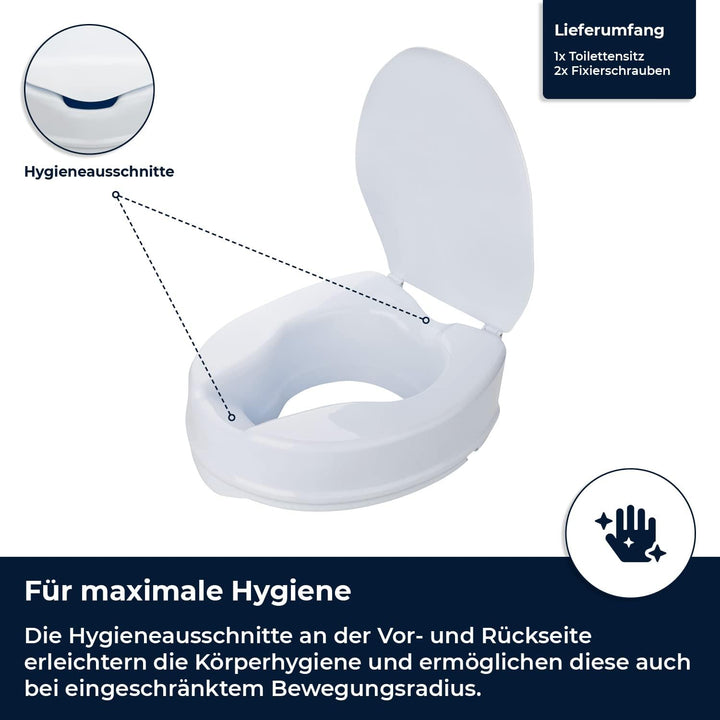flexilife Toilettensitzerhöhung mit Deckel für Senioren - wahlweise 10cm o. 15cm - WC Sitzerhöhung T