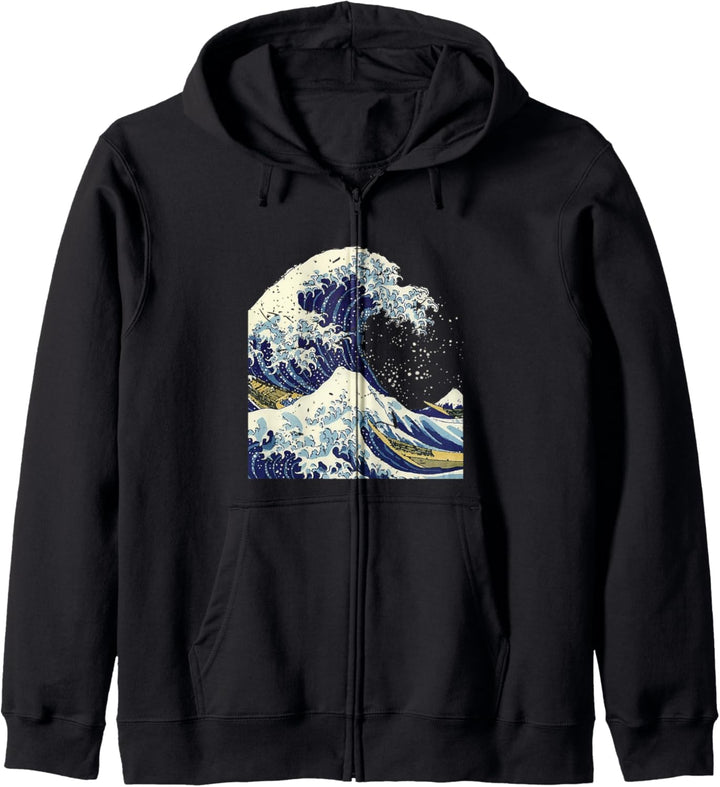Distressed The Great Wave Hokusai Kapuzenjacke