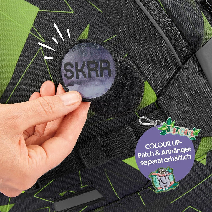 coocazoo Schulrucksack Mate, Lime Flash, schwarz-grün, ergonomischer & anpassbarer Tornister, höhen-