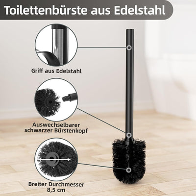 Edelstahl Klopapierhalter mit Klobürste - mit WC Bürste, Garnitur mit Toilettenpapierhalter und Toil