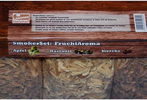 Landree Smoker-Set Fruchtaroma Räucherschnitzel 3X je 2 Liter (Apfel, Kastanie, Kirsche)