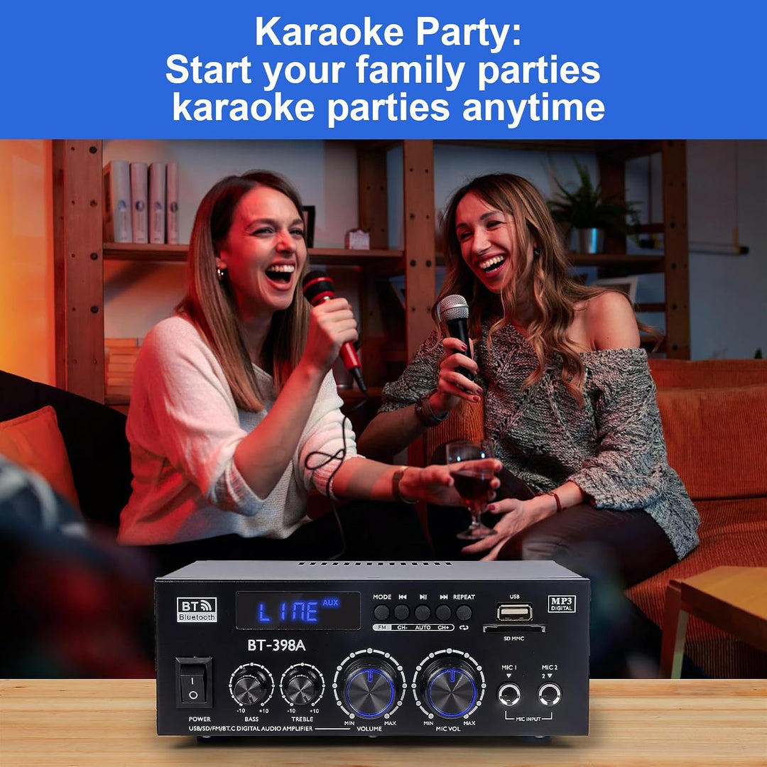 Verstärker HiFi Stereo, 2-Kanal Mini Amplifier, 60W +60W Geeignet für Zwei Lautsprecher um 10 Zoll,