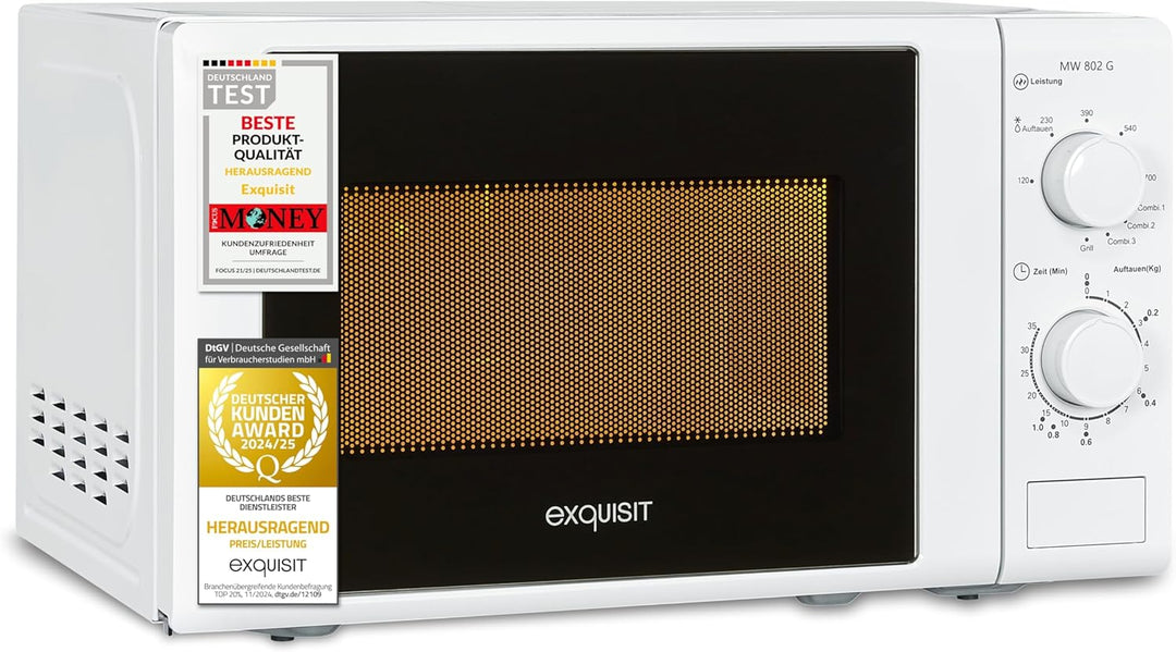 Exquisit Mikrowelle MW 802 G | Mikrowelle mit Grill 1000 W | 700 W gesamt | Timer | Mikrowelle klein