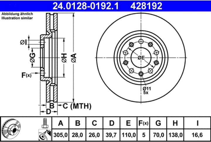 ATE 24012801921 Bremsscheibe - (Paar)