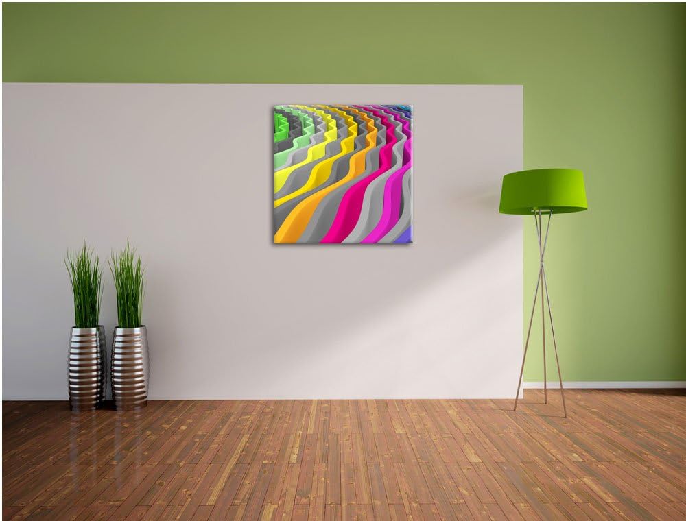 Pixxprint farbenfrohes Wellenmuster als Leinwandbild Quadratisch/Grösse: 70x70 / Wandbild/Kunstdruck