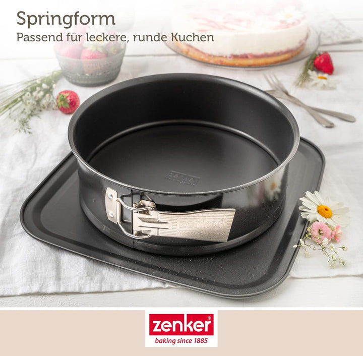 Zenker Bake, Click & Go 24er Springform – ⌀ 24 x 8 cm – Backform mit separat erhältlichem Deckel für