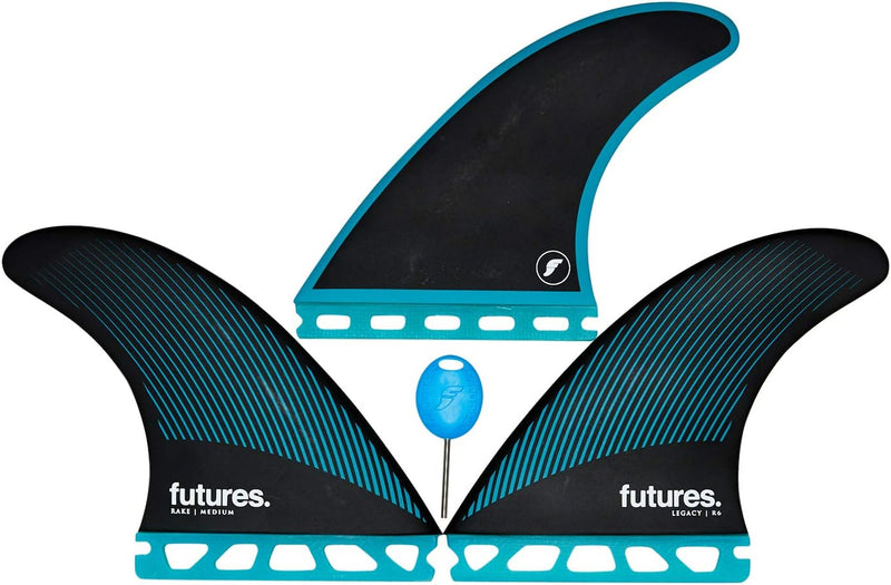 Futures R6 Honeycomb Thruster Fin Teal Black M, Teal Black M