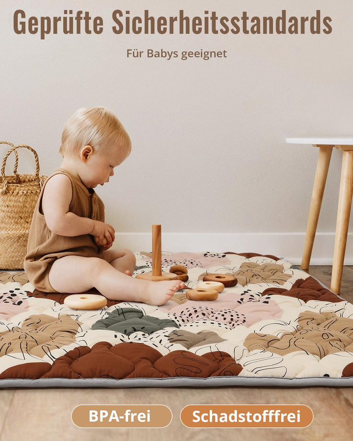 Blissful Diary Krabbelmatte Baby Spielmatte 127x127cm Krabbeldecke für Baby | Faltbar Baby Teppich,