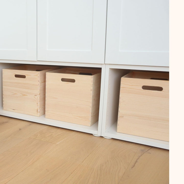 Spielzeugkiste aus Holz (30x30x30 cm) Aufbewahrungsbox fürs Kinderzimmer & Regal – passend für IKEA
