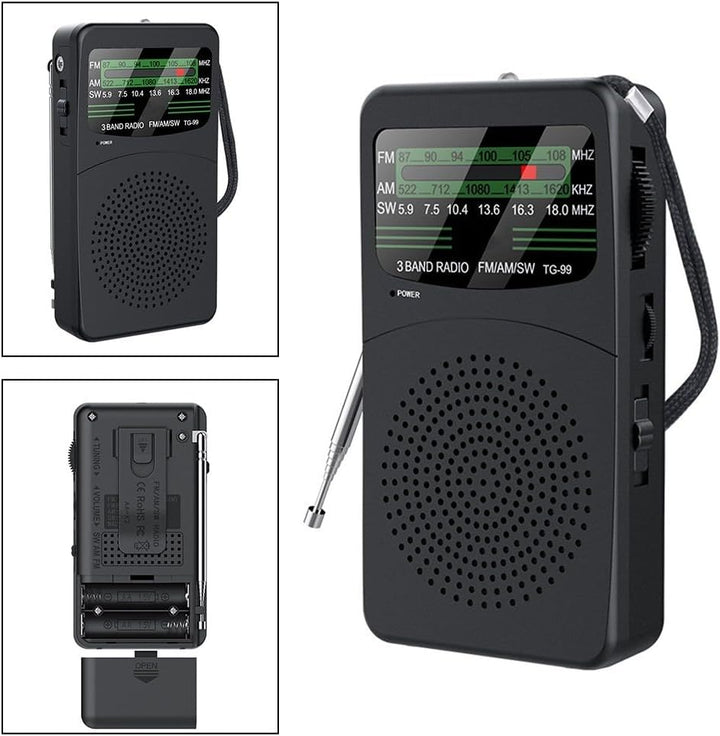 Radio, tragbares Digitalradio AM/FM/SW Radio, kompaktes Design mit leistungsstarkem 3-W-Lautsprecher