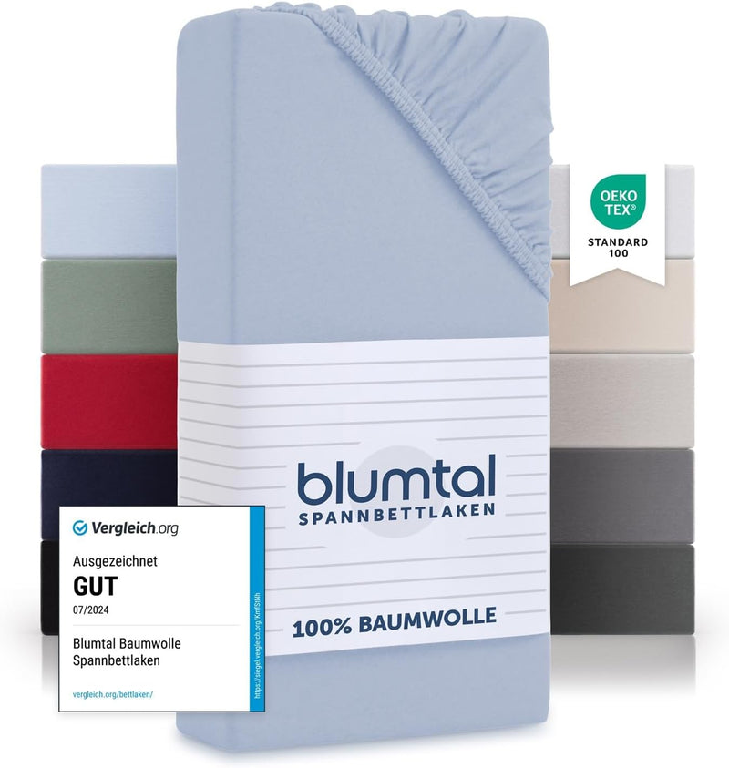 Blumtal® Baumwolle Spannbettlaken 150x200cm Basics Jersey im 2er Set - Bettbezug 150x200cm - Oeko-TE