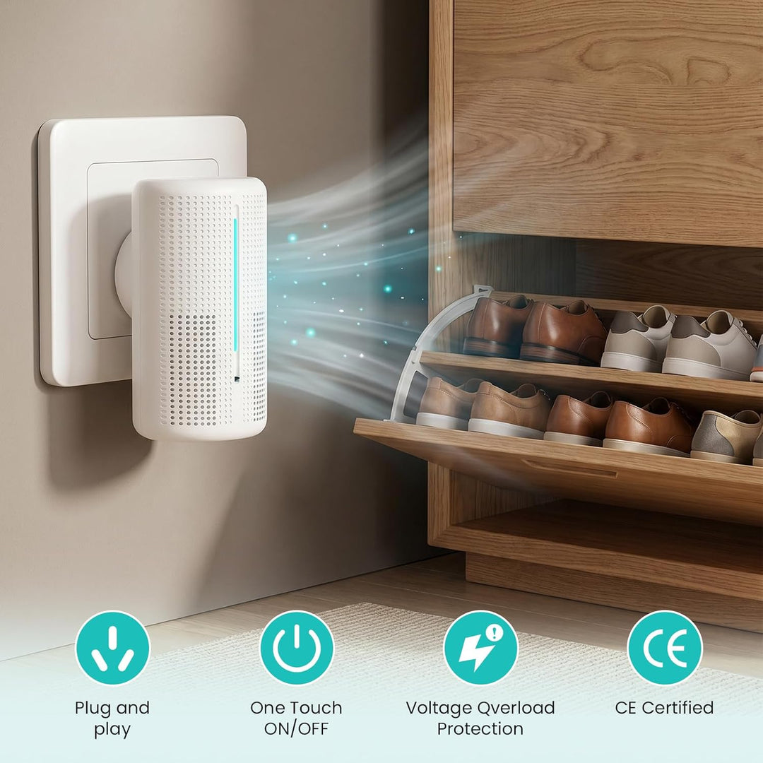 Luftreiniger für Schlafzimmer & Zuhause, Plug-In Ionisator mit 40 Millionen Negativionen, Leiser Fil