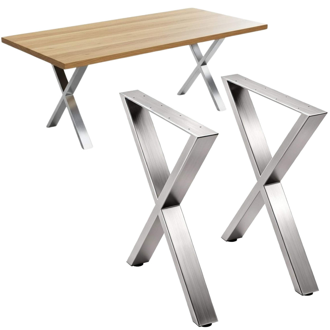 DanDiBo 2X Tischbeine Edelstahl 72 x 60 cm Tischgestell Höhenverstellbar 96676 Tischfüsse Möbelfüsse