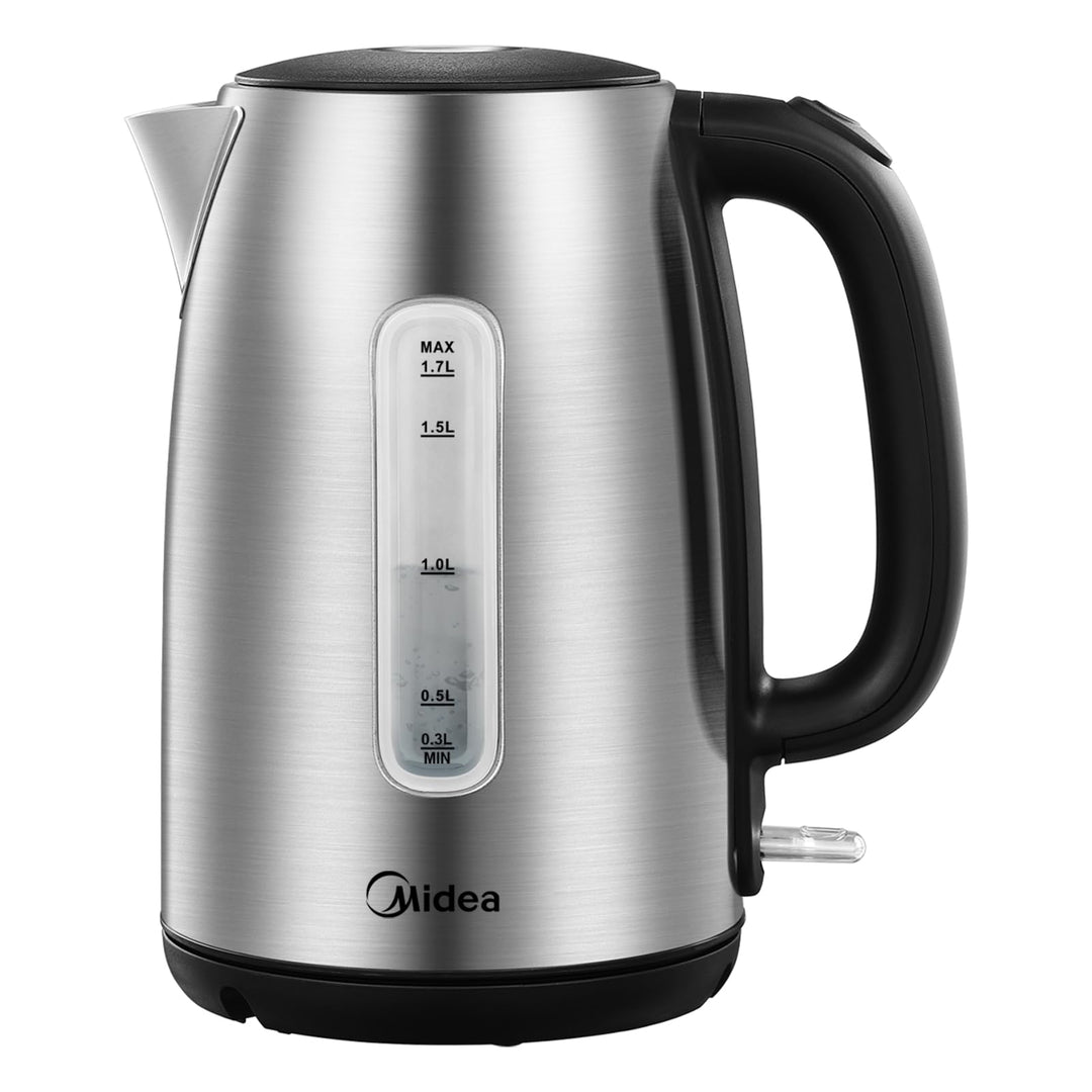 Midea Wasserkocher Edelstahl 1.7L, BPA-freier Wasserkocher, 2200W Schnellkochfunktion, Kettle mit Wa