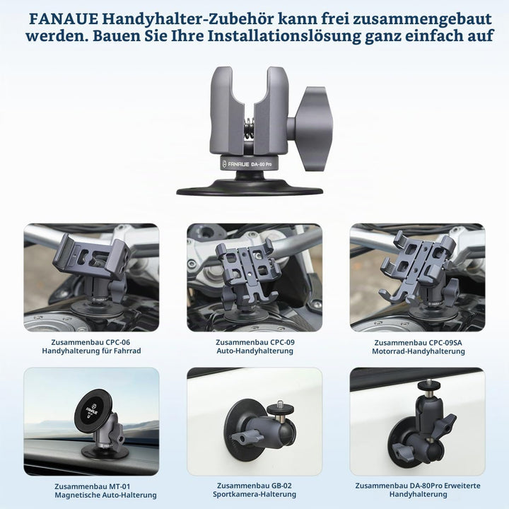 FANAUE Verbindungsarm mit Klebende Kugelkopfbasis Kompatibel mit RAM Mount B Grösse 1" Kugelkopf Ada