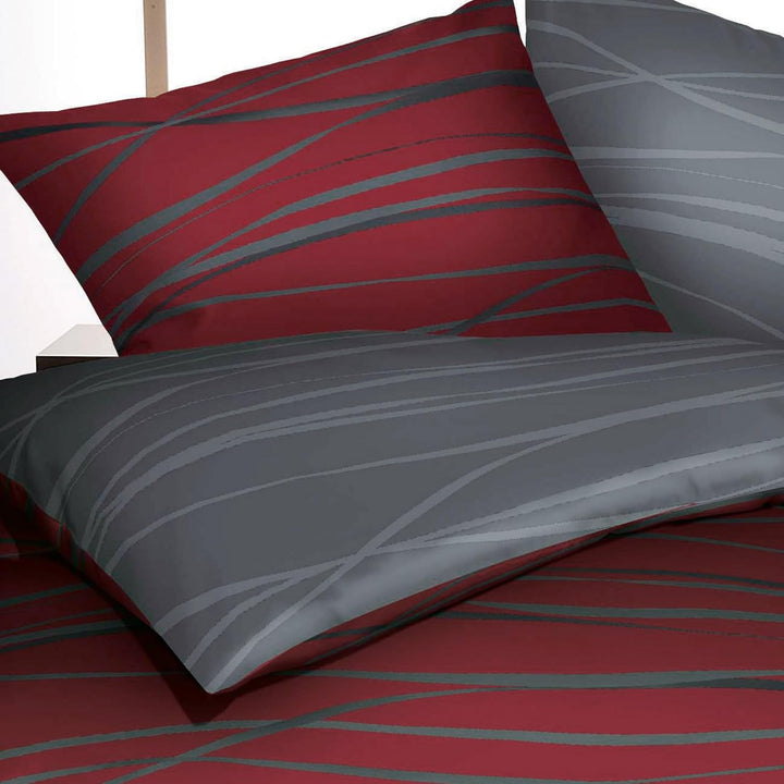 Kaeppel Wendebettwäsche Mako-Satin rubinrot Grösse 155x220 cm (80x80 cm) 155 x 220 cm Rubinrot, 155