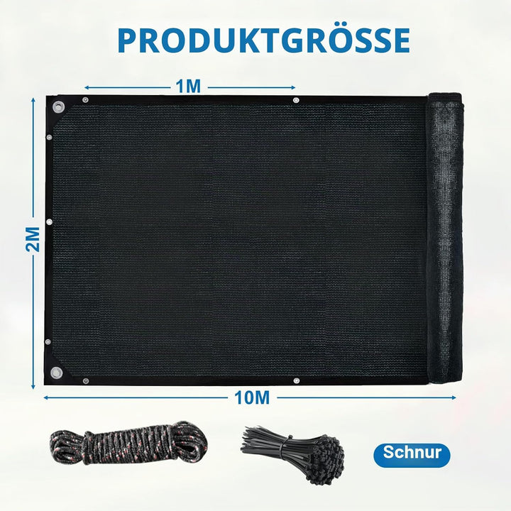 2 x 10m Garten Schattierungsnetz Schattiernetz, Schattennetz mit Ösen 95% UV-Beständiges, für Garten
