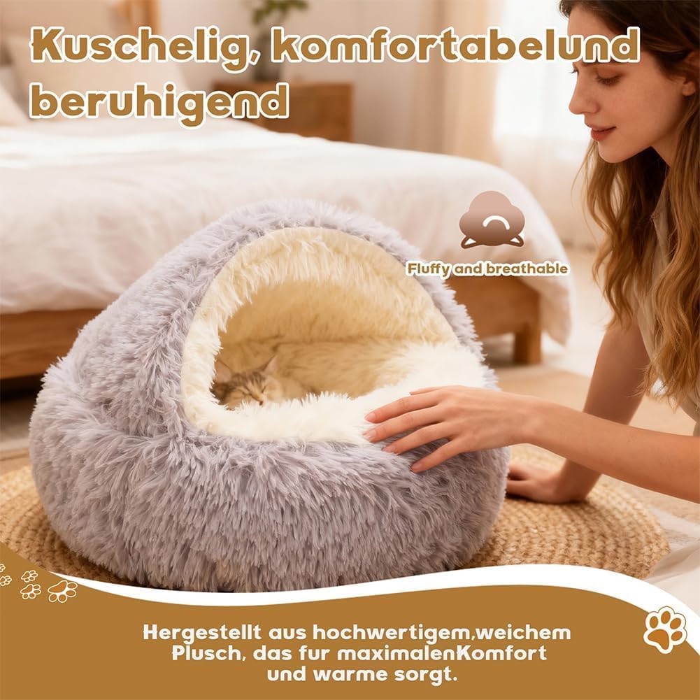 JJZENKD Katzenbett Flauschig Katzendecke, 50cm Kätzchenbett für Kleine Katzenhöhle, Gemütlich Katzen