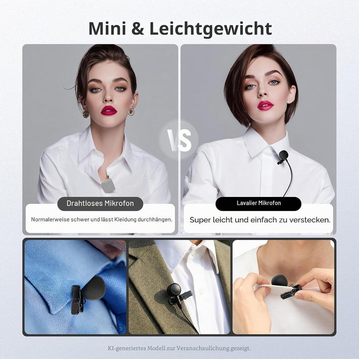 NEEWER Lavalier Mikrofon ø9,7mm (2er Pack), 3,5mm TRS Wired Ansteckmikrofon, omnidirektionales Konde
