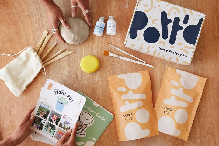 Pott'd Ton Töpferset für Anfänger für zuhause - Lufttrocknend. DIY Set für Erwachsene. Enthält: Luft