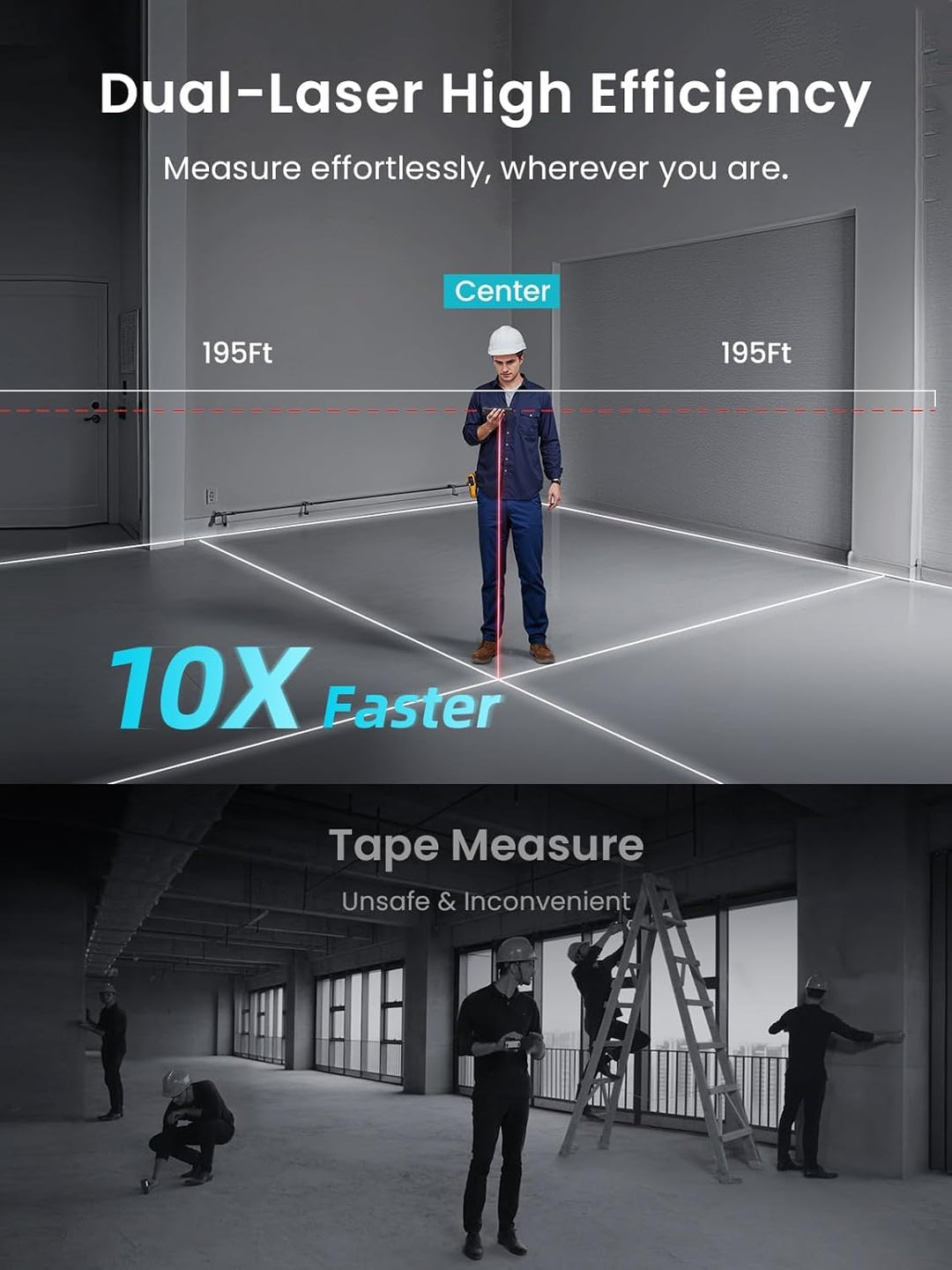 MiLESEEY DP20 Pro Laser Entfernungsmesser Bilateral, Laser Messgerät mit Mittleren Laser Referenz, W