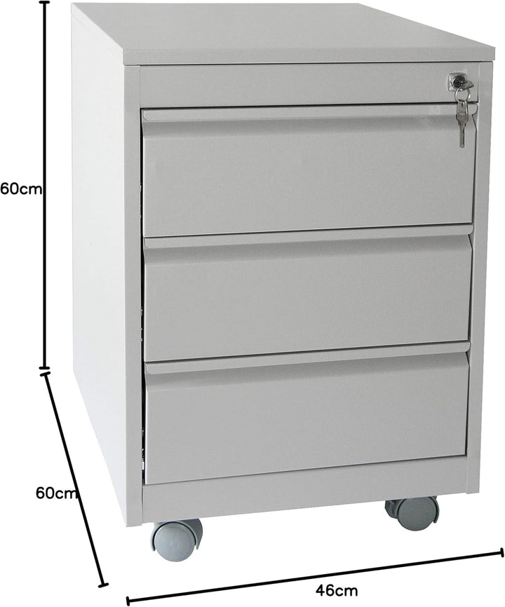 Szagato Rollcontainer Stahl, Professional 3 Schubladen HxBxT: 60x46x60 cm, lichtgrau, Marke (Arbeits