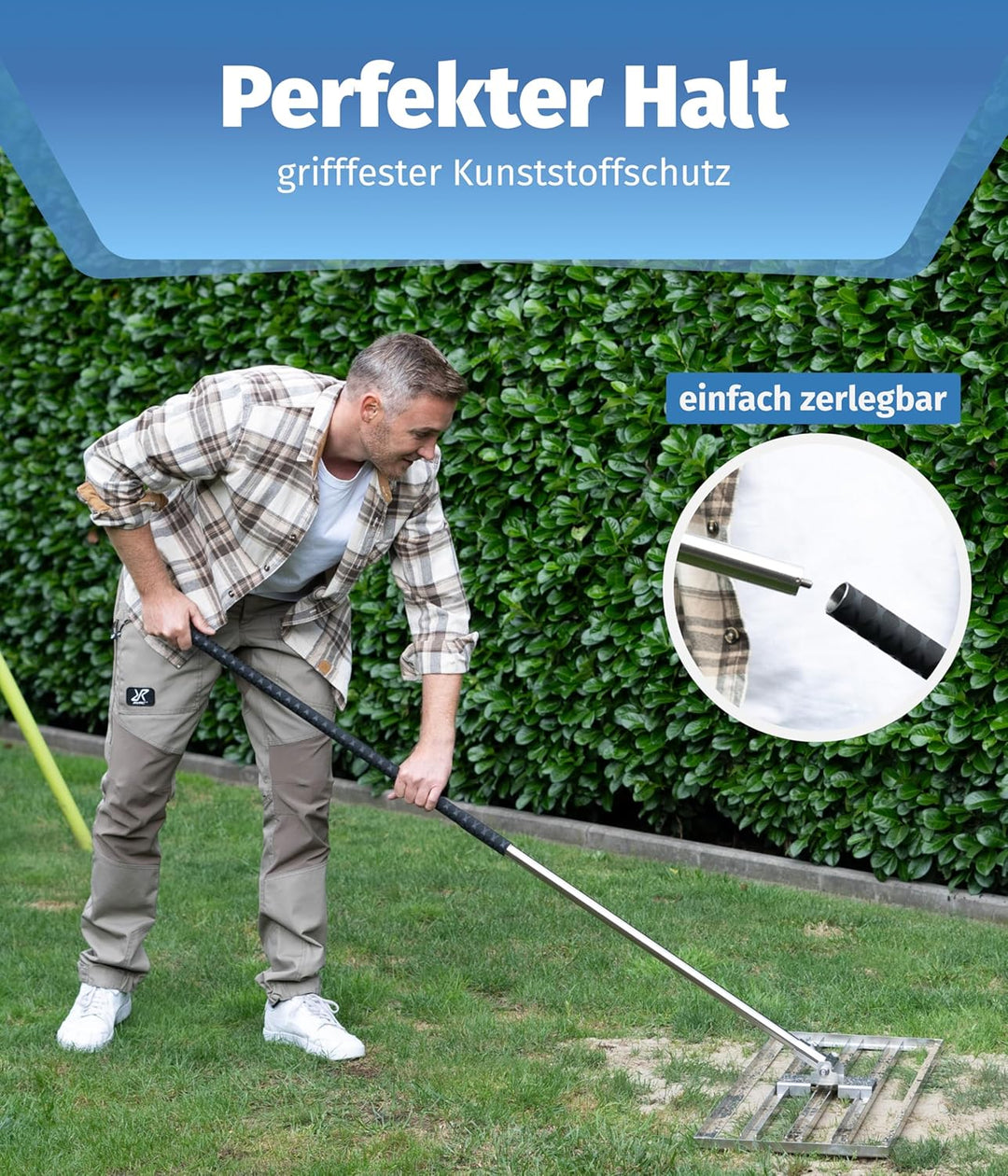 Universalstiel aus Edelstahl - Langlebig & Zerlegbar - Rutschfester Griff - Perfekt für Gartengeräte