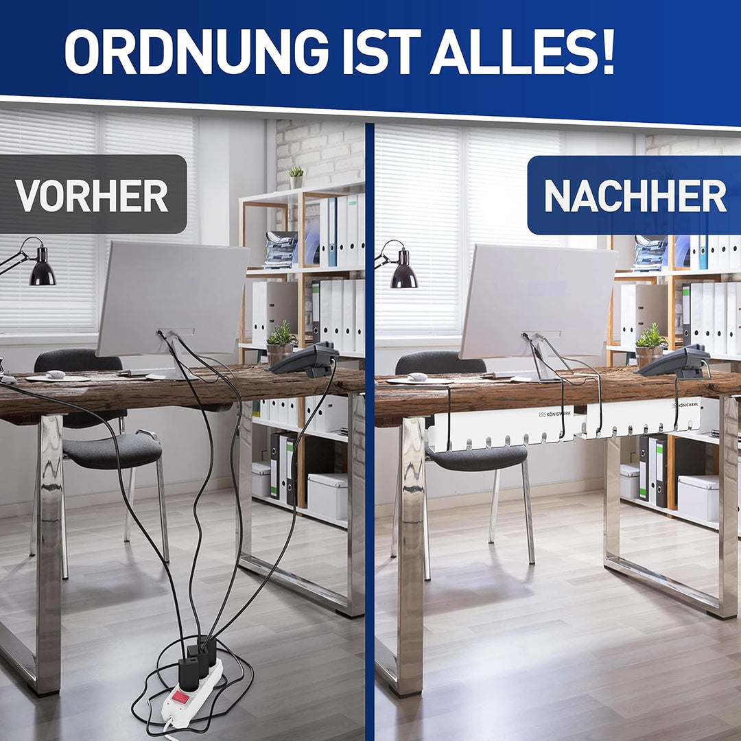 Königwerk Kabelkanal Schreibtisch fürs Kabel Management - Inkl. Zubehör - Tisch Kabelführung Kabelma