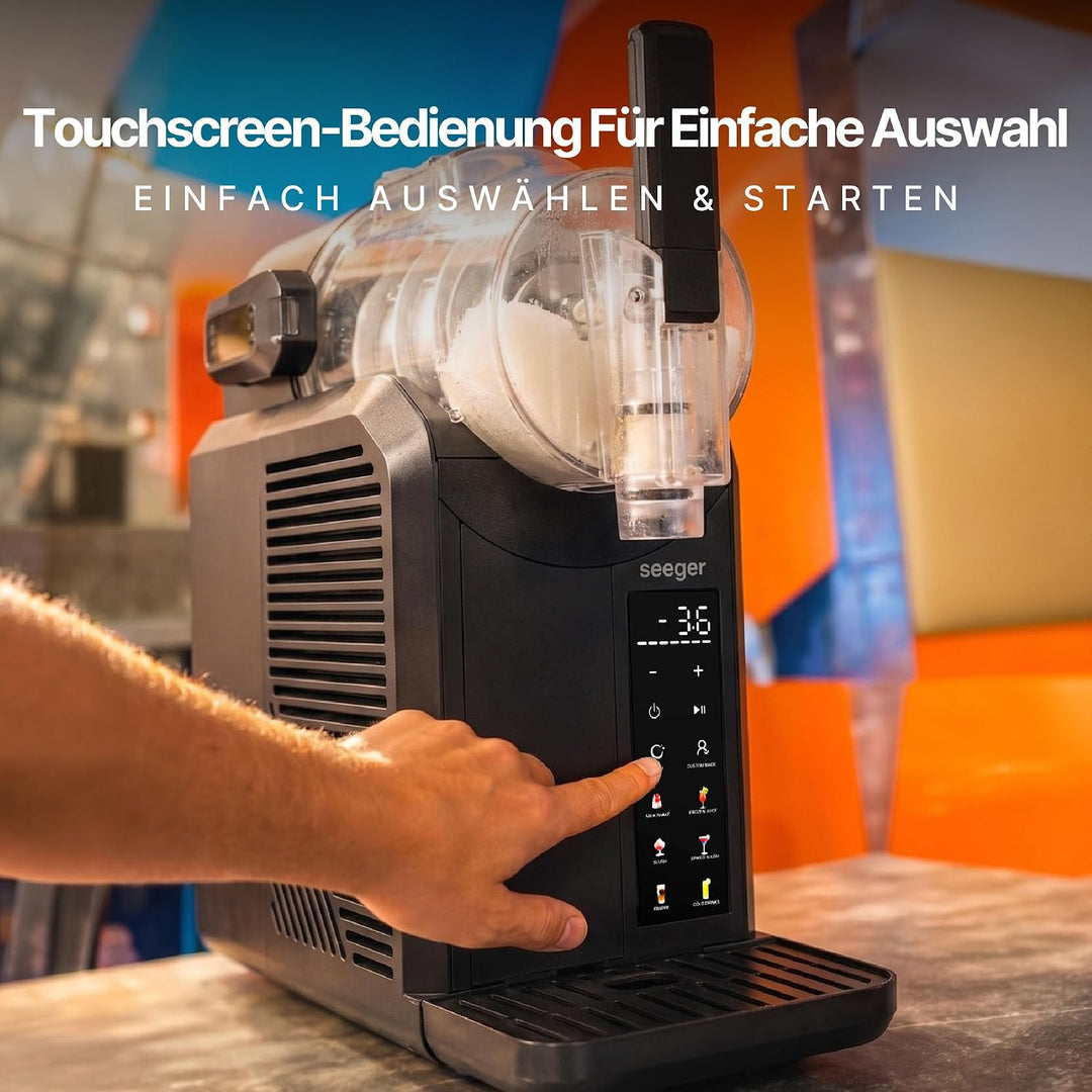 Seeger SuperSlush, 2L 7-in-1 Slush Maschine für zu Hause, 7 Smarten Programma, Automatische Reinigun