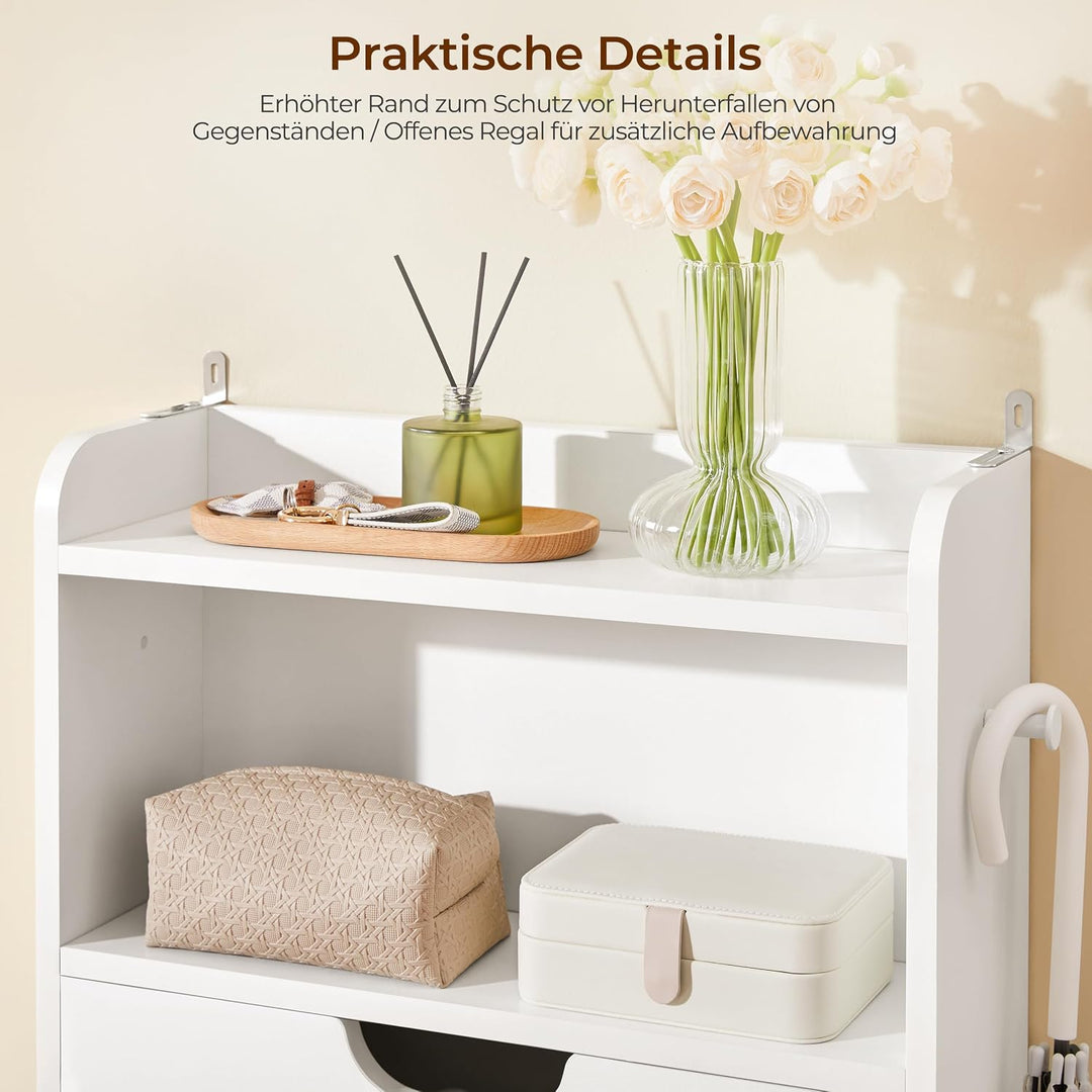 Yaheetech Schuhschrank 2 Klappen, Schuhkipper Schuhregal mit Offenem Fach, Schuhablage Schmal für Ei