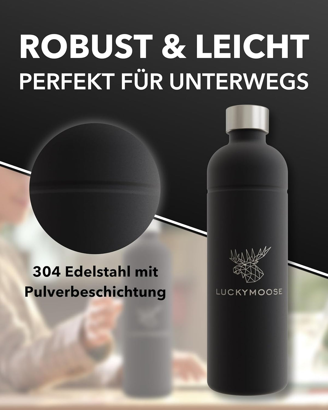 Luckymoose® Flasche für Aarke Carbonator 3, Philips GoZero & Brita sodaOne Wassersprudler - Spülmasc