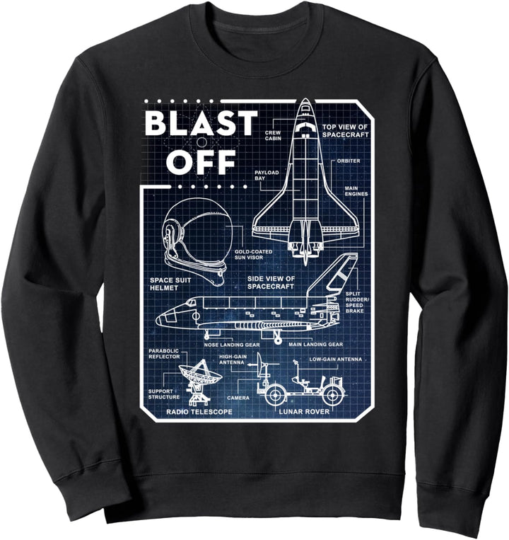 Trendy Space Schematics Blast Off Sweatshirt