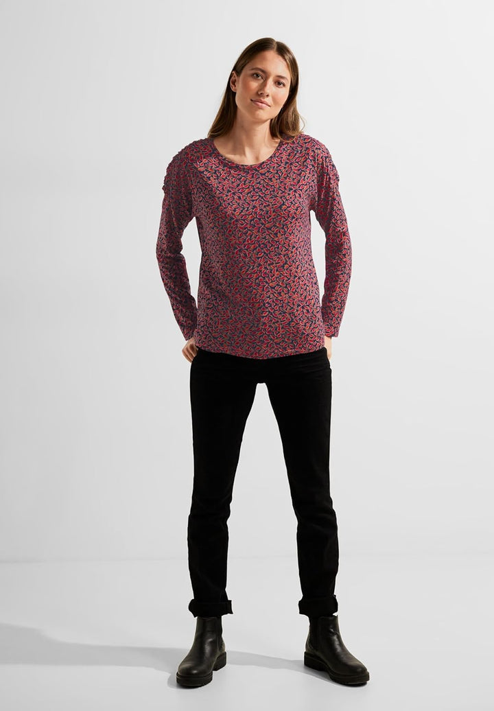 Cecil Damen Langarmshirt mit Paisley Muster XL Cosy Coral, XL Cosy Coral