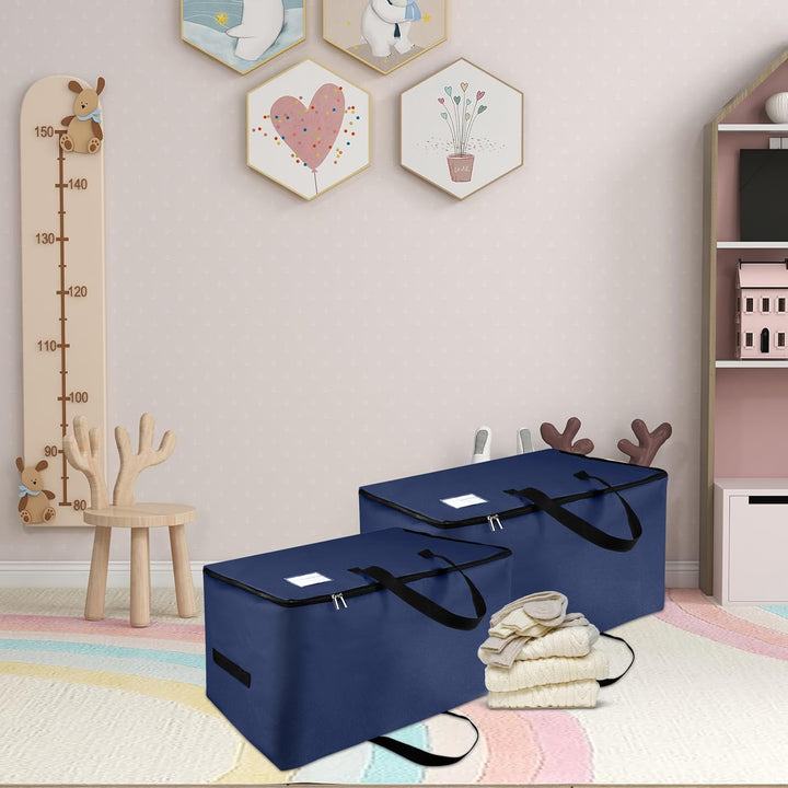 2Pack Unterbett Aufbewahrungsbox mit Deckel, 105L Grosse Aufbewahrungsbeutel mit Girff, Tragbar Unte