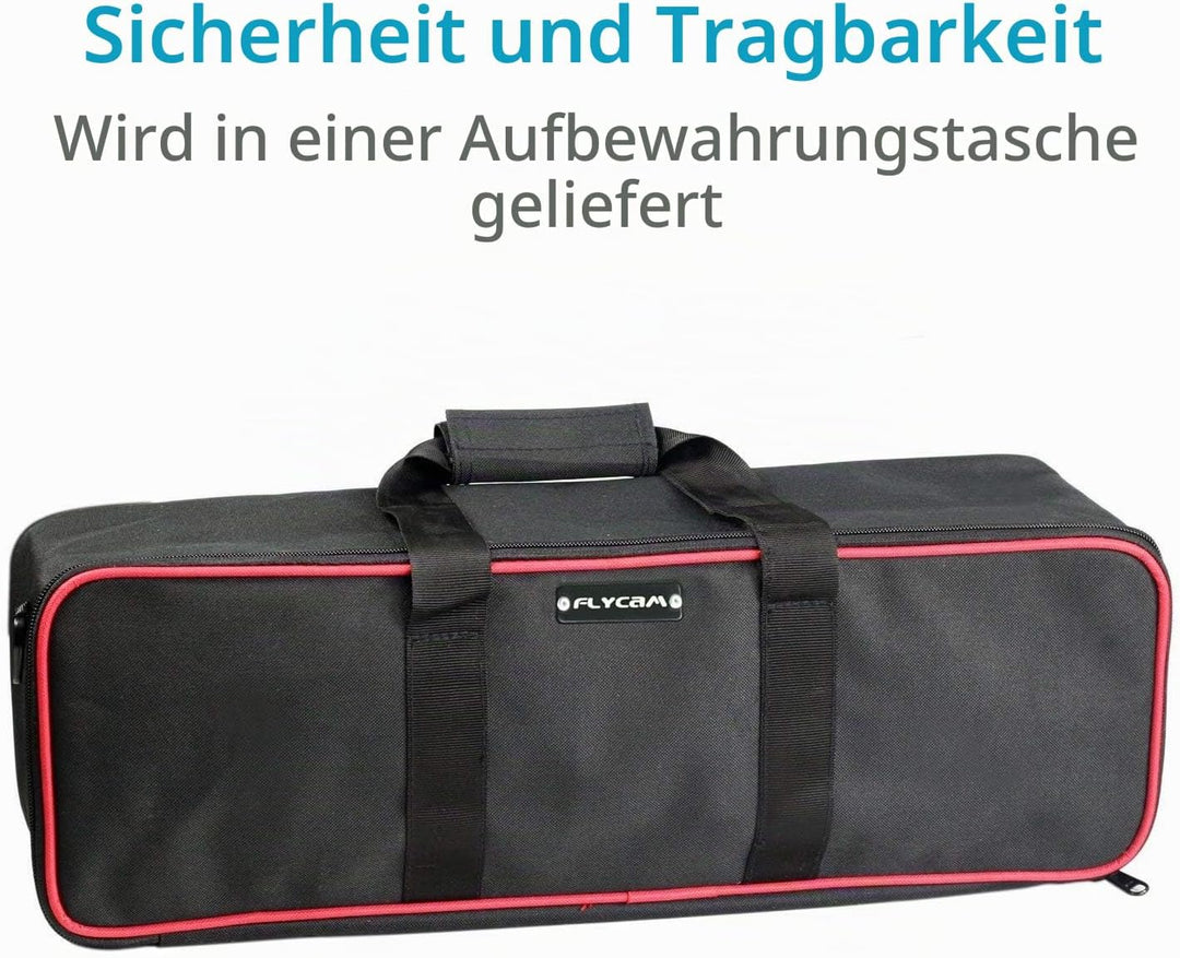 FLYCAM 5000 Videokamerastabilisator mit Komfortarm und Steadycam Weste + GRATIS Tischklemme | Stabil