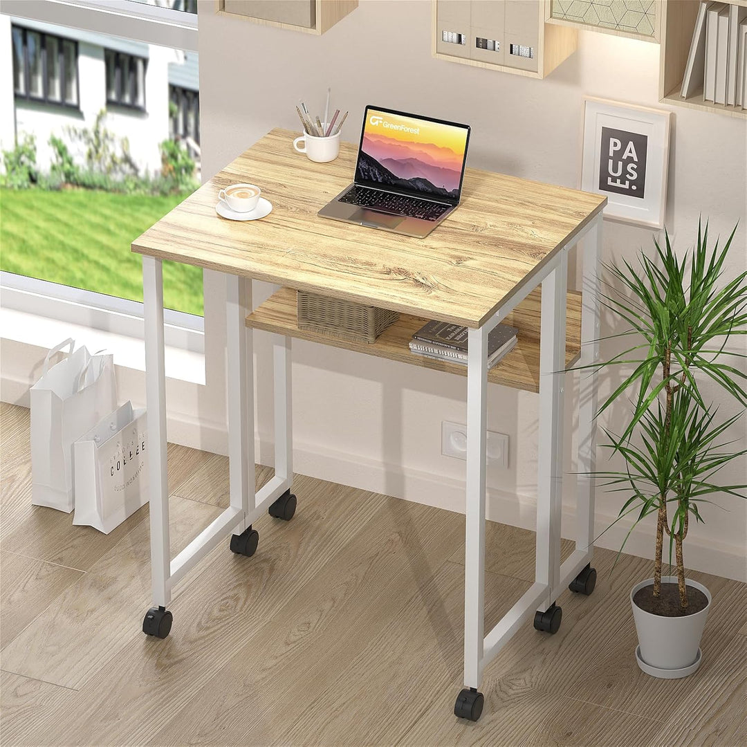 GreenForest Kleiner Schreibtisch Klappbar, 80 cm Klappschreibtisch mit Rollen, Einfache Montage Klap