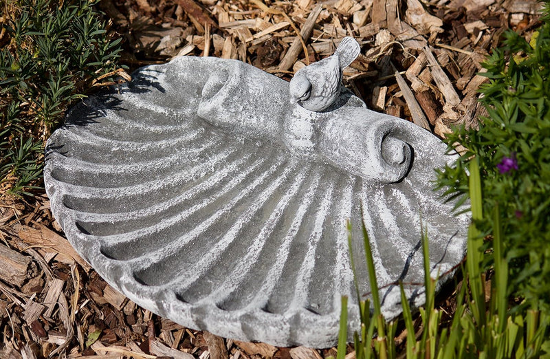 stoneandstyle Stein Vogeltränke mit Vogel (steckbar), Garten Deko, massiver Steinguss, Frost- und we