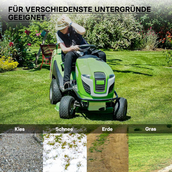 Wiltec Reifen für den Aufsitzmäher 16x6.50-8 4pr mit Schlauch und geradem Ventil Komplettrad Rasentr
