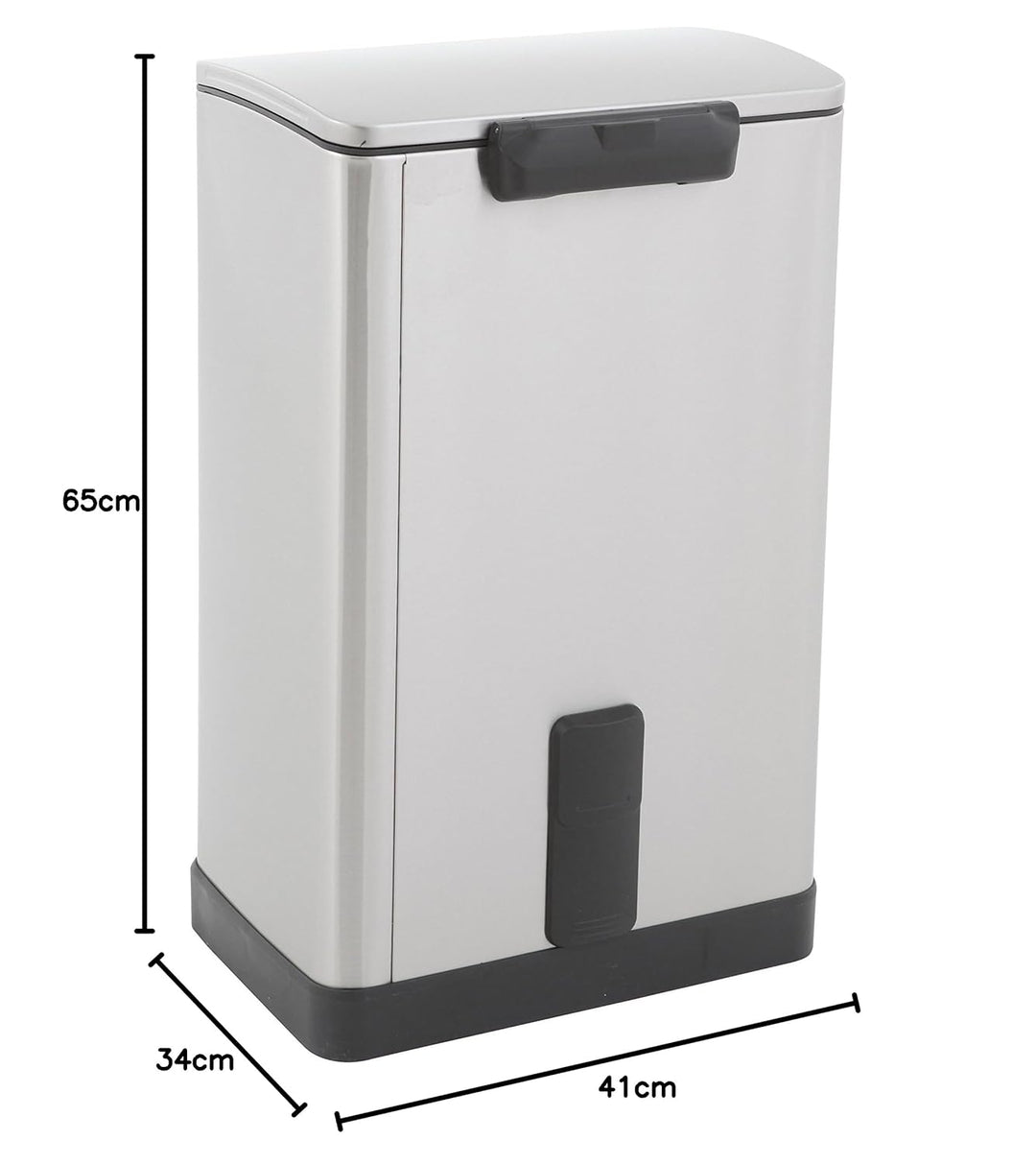EKO E-Cube Tretmülleimer 40L Edelstahl (34.5 x 40,3 x 65 cm, Dämpfer-System, Fingerabdruck frei, Sta