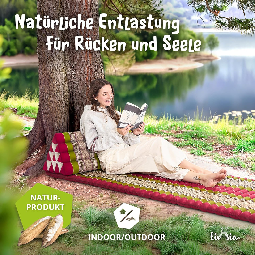 livasia Rückenstützkissen breit für Paare, Dreieckskissen für Garten und Balkon, Keilkissen mit Kapo