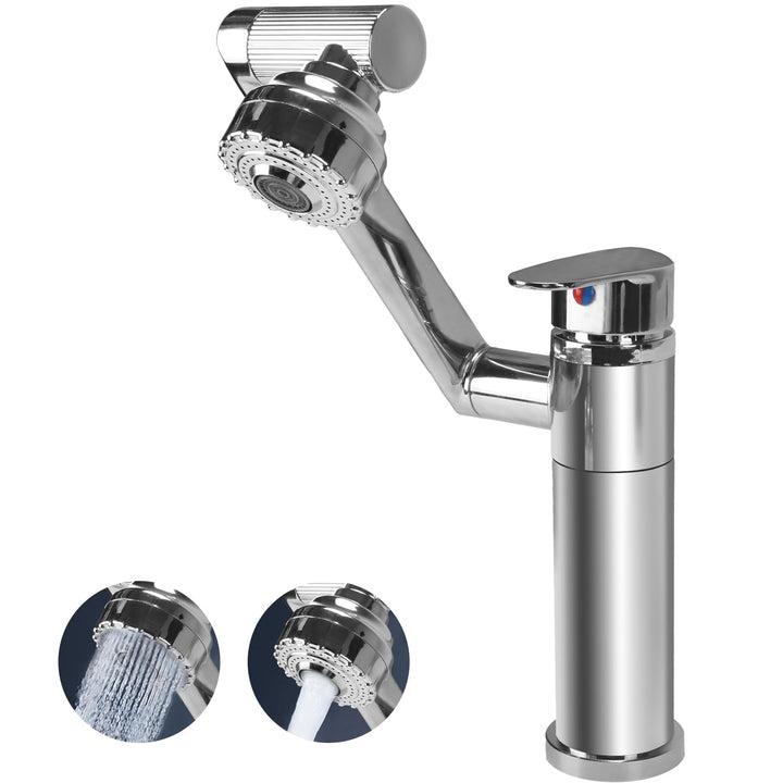 Wasserhahn Küche Flexibel 360° Drehbar Wasserhahn Bad Silber | 2 Modi Wasserabgabe Waschtischarmatur