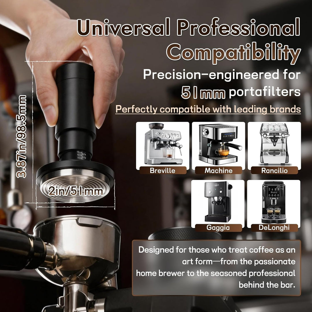 2-in-1 Espresso Tamper 51mm Kaffeeverteiler mit WDT Werkzeug, Einstellbares Espresso Tamper & 8-Nade
