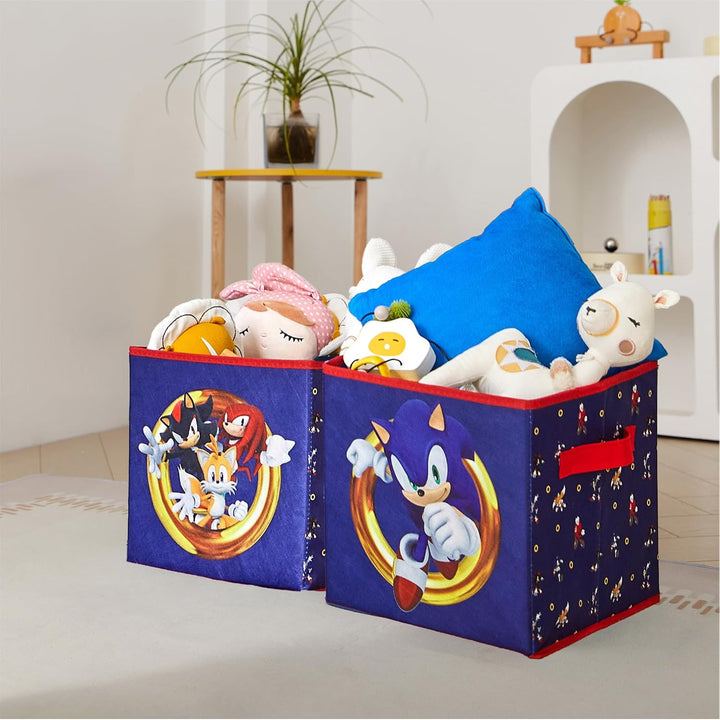 Idea Nuova Sonic the Hedgehog Aufbewahrungswürfel mit Griffen, 25,4 x 25,4 x 25,4 cm, 2 Stück, Sonic