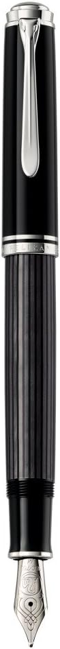 Pelikan Premium M805 Füllfederhalter, Feder F Plume schwarz/grau, schwarz/grau