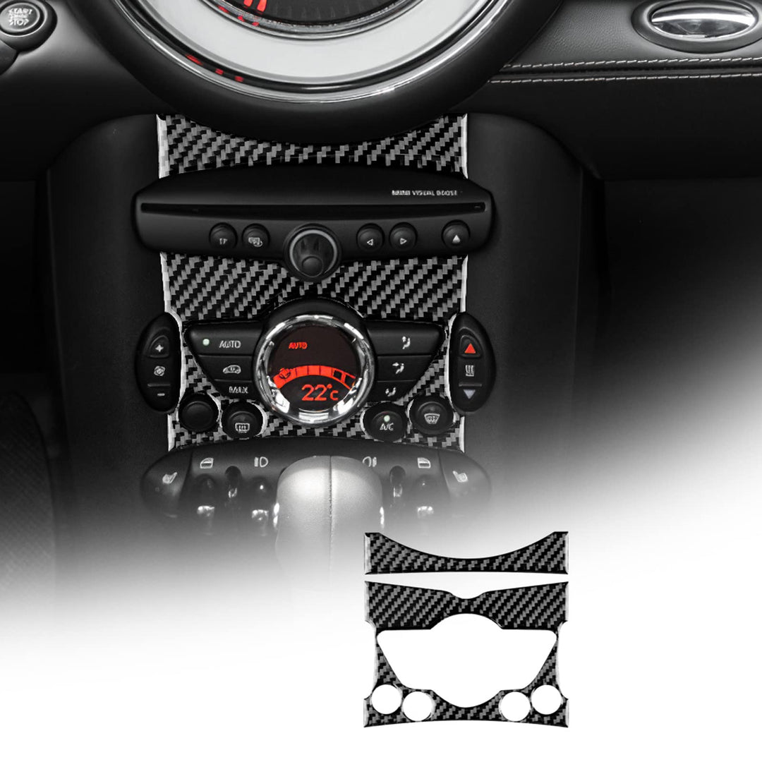 KUNGKIC Auto Zentraler Steuerknopf Panel Abdeckung Kohlefaser Innenraum Dekorativ für Mini Cooper Cl