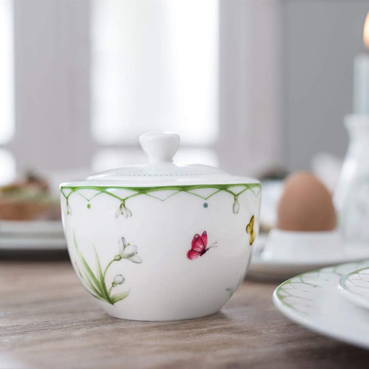 Villeroy und Boch Colourful Spring Zuckerdose, 300 ml, Premium Porzellan, Weiss/Bunt, Zuckerdose