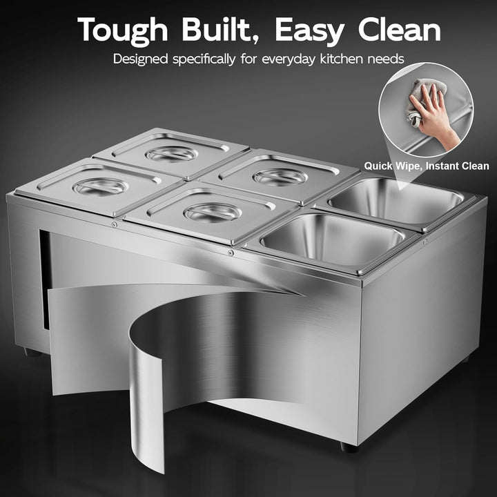 TAIMIKO Elektrisches Badezimmer, Edelstahl, 220 V, professionelle Speisew?rmer, Bain Marie mit 6 F?C