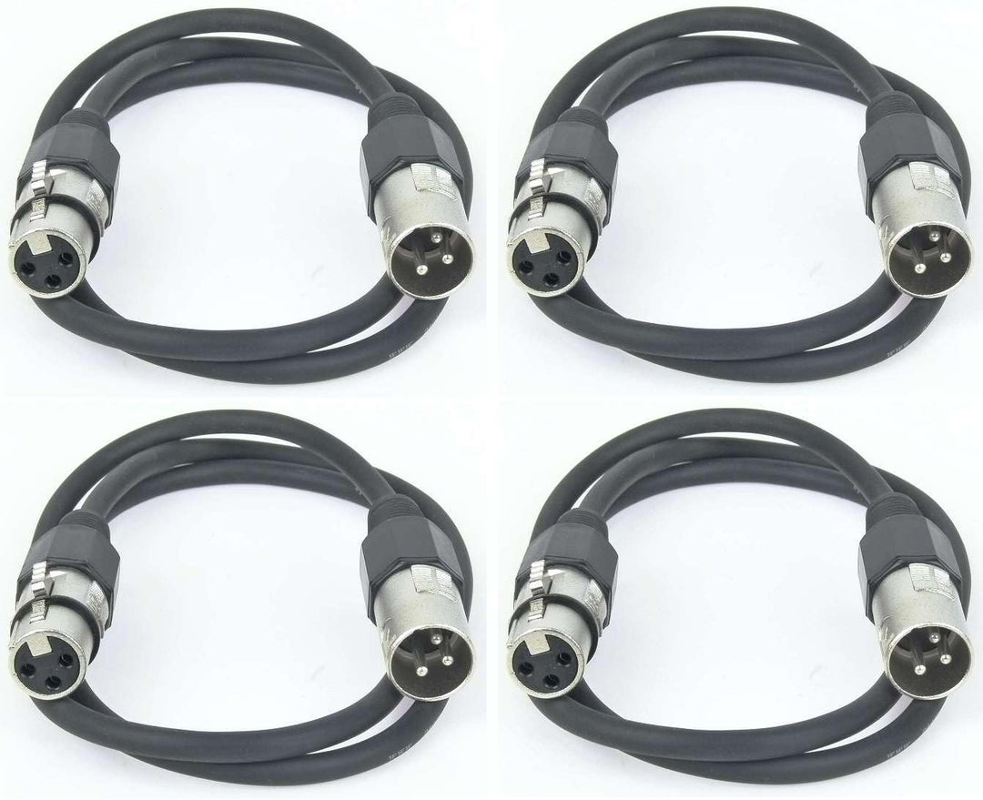 Paccs 4 Stück 1 m Mikrofonkabel Schwarz XLR Stecker male auf XLR Buchse female - Symmetrisch Audio K